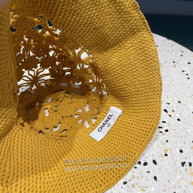 Chanel爆款女士帽子 香奈兒夏季鏤空勾花漁夫帽遮陽帽  mm1298